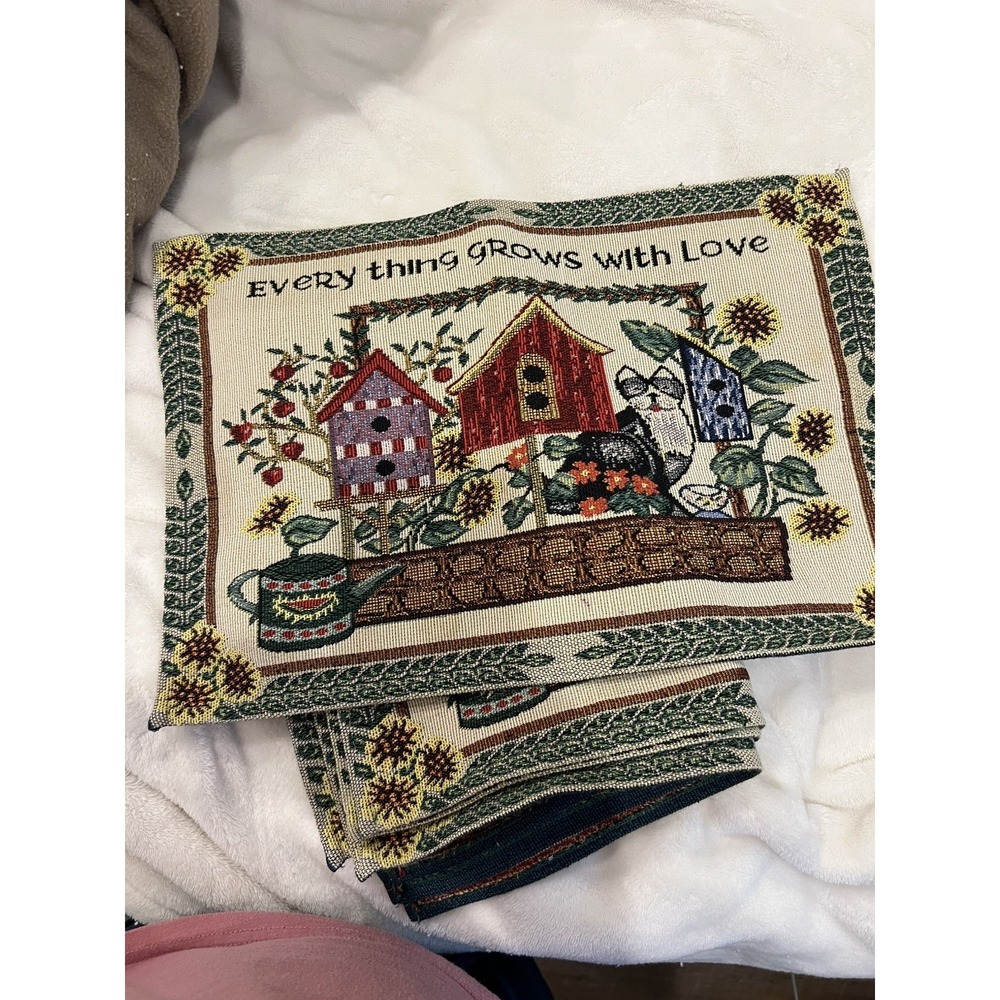 Set Of 6 Woven Tapestry Placemats Everything Grows With Love Design Imports